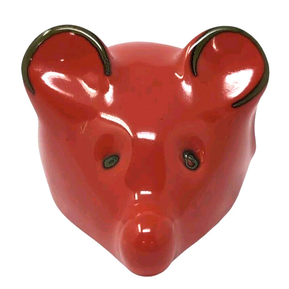 Red Ceramic Mouse Collectible Kitchen Decor Farmhouse Made in Italy Tiny Flaw - Picture 3 of 11